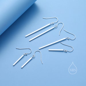 Sterling Silver Dangle Bar Earrings in Sterling Silver, Asymmetric Bar Earrings, Long Bar Dangle Earrings