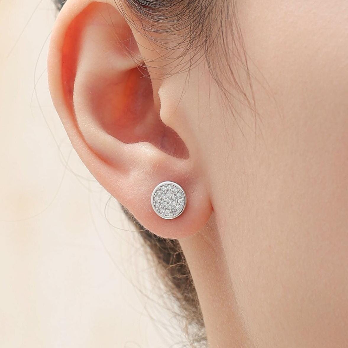 Orecchini a perni argento 925 tondo piatto 8mm per incollo Orecchini a perni argento 925 tondo piatto 8mm per incollo