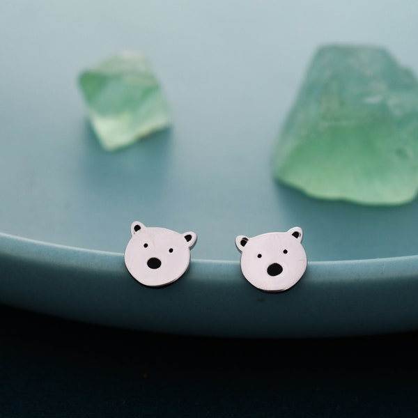 Sterling Silver Polar Bear Stud Earrings, Silver Polar Bear Earrings, Bear Earrings, Tiny Polar Bear Stud, Cute Polar Bear Stud Earrings