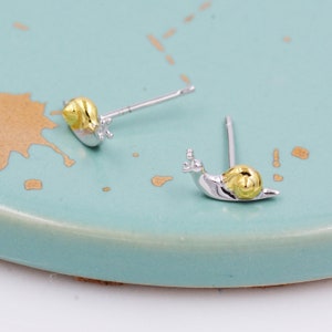 Tiny Little Snail Stud Earrings in Sterling Silver, Cute Snail Stud, Nature Inspired Design image 3