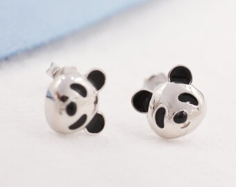 Sterling Silver Childrens Girls PANDA BEAR Stud Earrings Pink Macaroon Gift Box Sterling Silver Childrens Girls PANDA BEAR Stud Earrings Pink Macaroon Gift Box