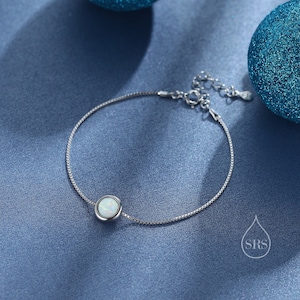 White Opal Planet Beaded Bracelet in Sterling Silver, Beaded Halo Bracelet, Space Bracelet