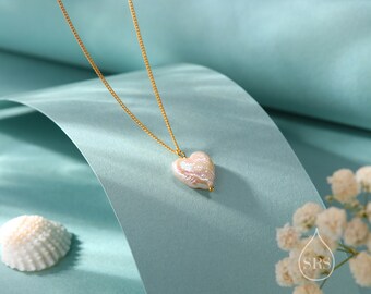 Genuine Heart Baroque Pearl Pendant Necklace in Sterling