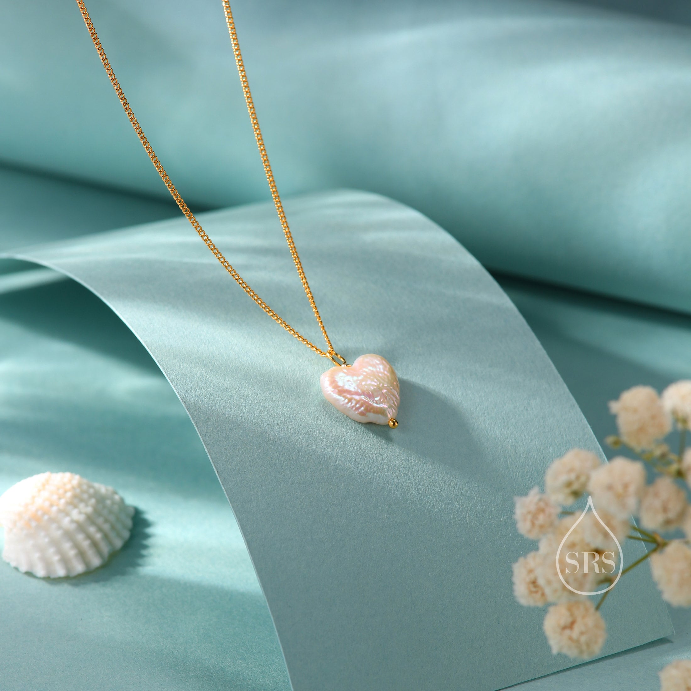 ★ENGBROX★ silver925 buddy heart pearl necklace EBNL25009 Big Pearl Necklace Big Heart Pendant Silver Heart Necklace