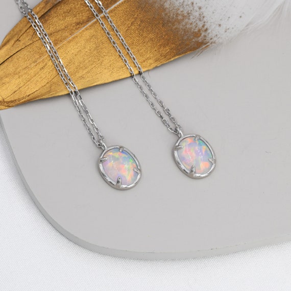 Collier Art Déco En Argent 925 - Pendentif Rond Avec Opale Cabochon Et Marcassite - Neuf Avec étiquettes