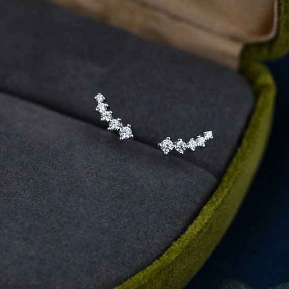 14k Yellow Gold Solid CZ Shooting Star Post Climber Earrings 14k Yellow Gold Solid CZ Shooting Star Post Climber Earrings