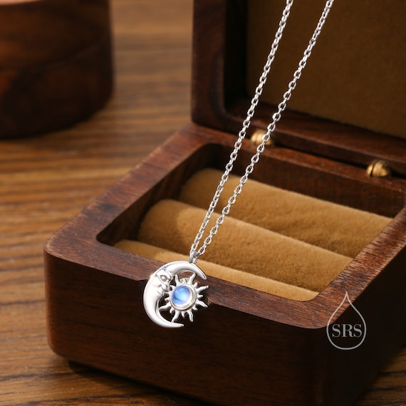 Collana A Doppio Cerchio Luna E Stella In Argento 925, Regolabile, Per Donna, Elegante E Ipoallergenica