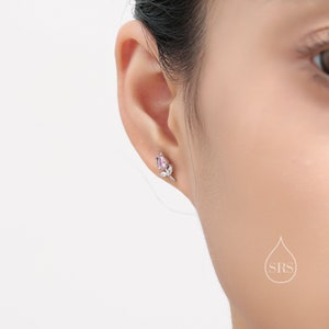 Pendientes de plata de ley con flor de tulipán CZ, plata, oro u oro rosa, pendientes de tulipán rosa, pendientes florales, pendientes de flores, naturaleza imagen 3