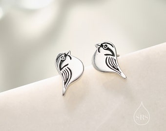 Sterling Silver Tiny Sparrow Bird Stud Earrings Earrings, Silver Sparrow Earrings,  Cute Sparrow Earrings