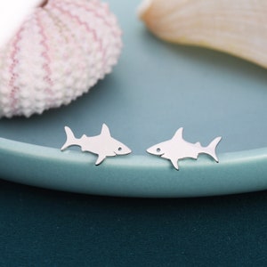 Shark Fish Stud Earrings in Sterling Silver, Cute Fun Quirky, Jewellery ...