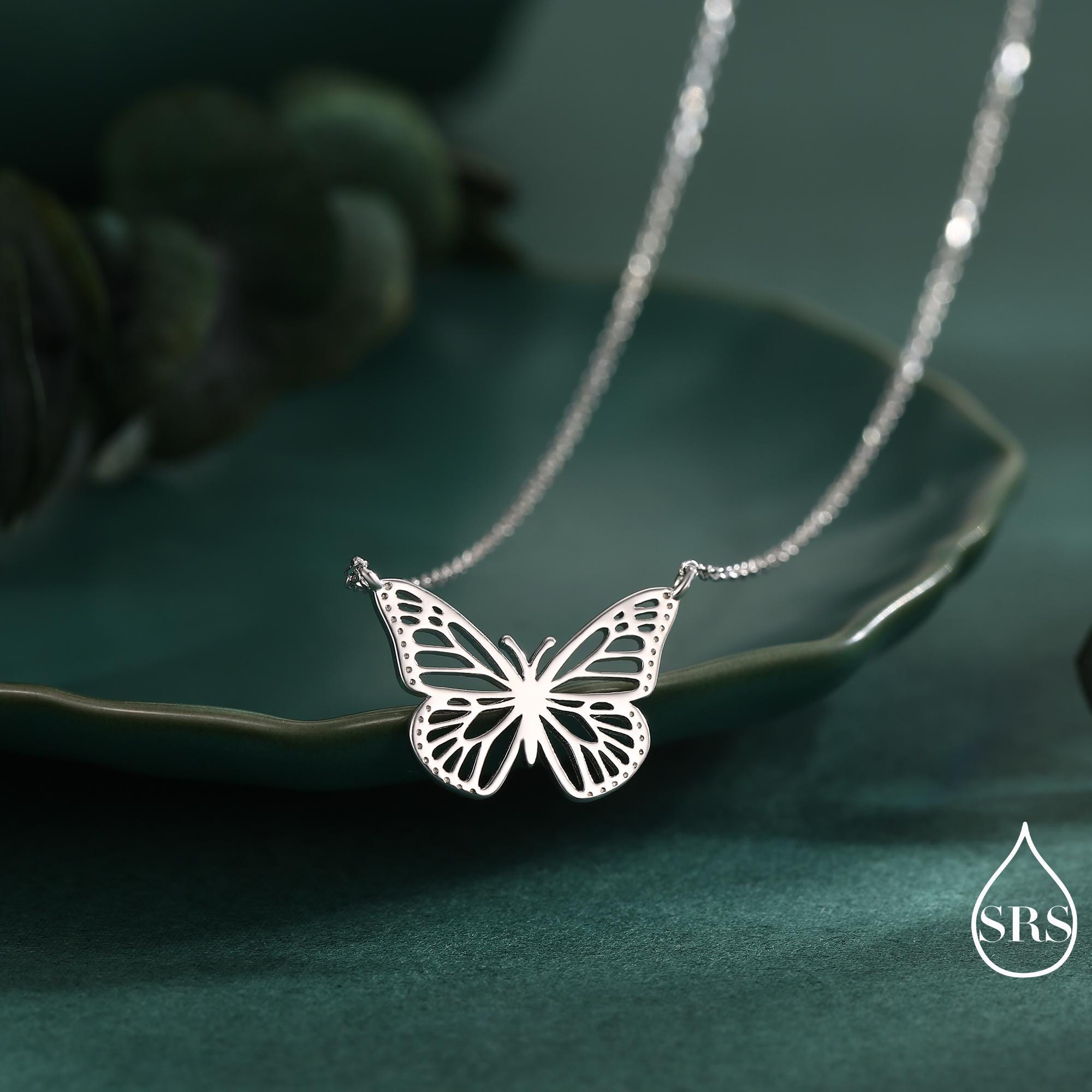 Pendentif Papillon En Argent 925 – Émail Argenté – Pour Collier Ou Bracelet