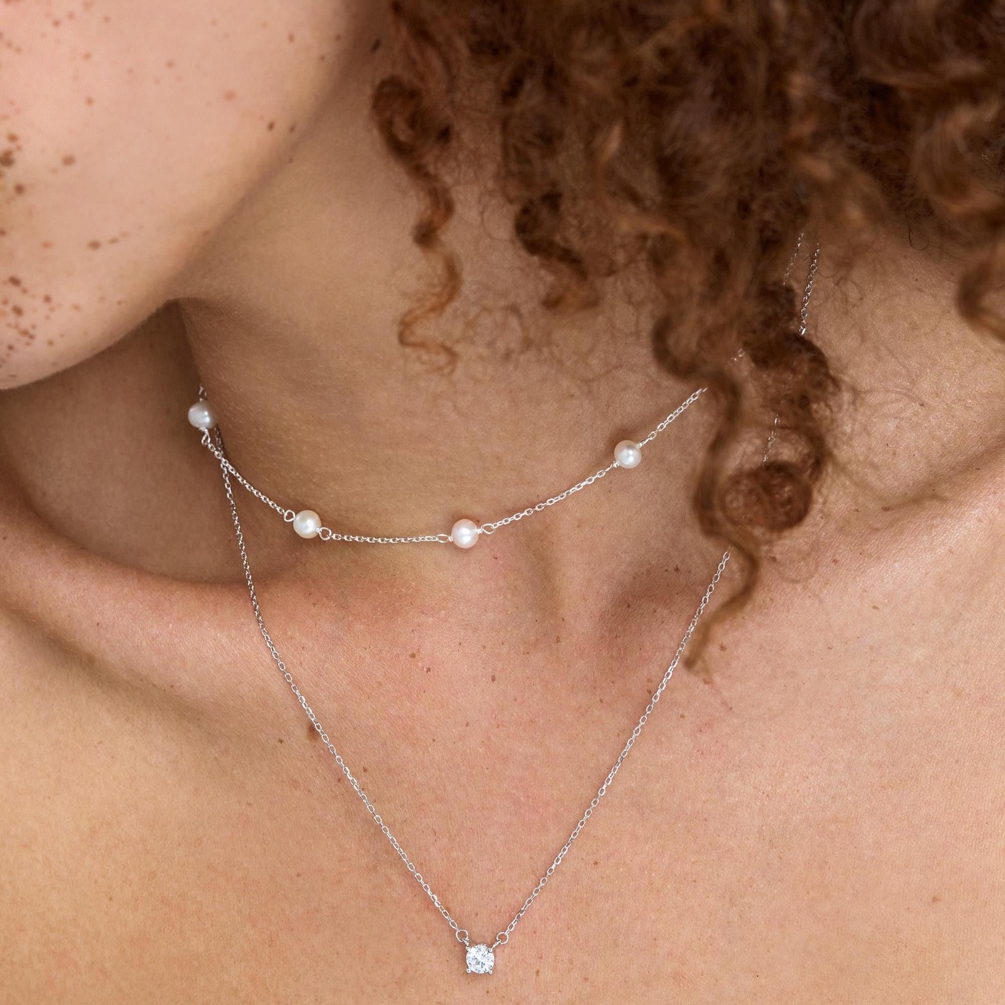 Genuine Pearl Choker Necklace in Sterling Silver, Silver or Gold, Genuine Freshwater Pearls, Pearl Necklace