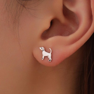 Cute Dog Stud Earrings in Sterling Silver, Puppy Earrings, Silver, Gold or Rose Gold, Nature Inspired Animal Earrings, Terrier, Jack Russell
