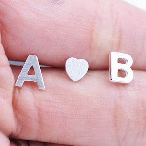 ONE Small Initial Stud Single Sterling Silver Personalised Earring Alphabet Letter Monogram Jewellery for her Perfect Gift