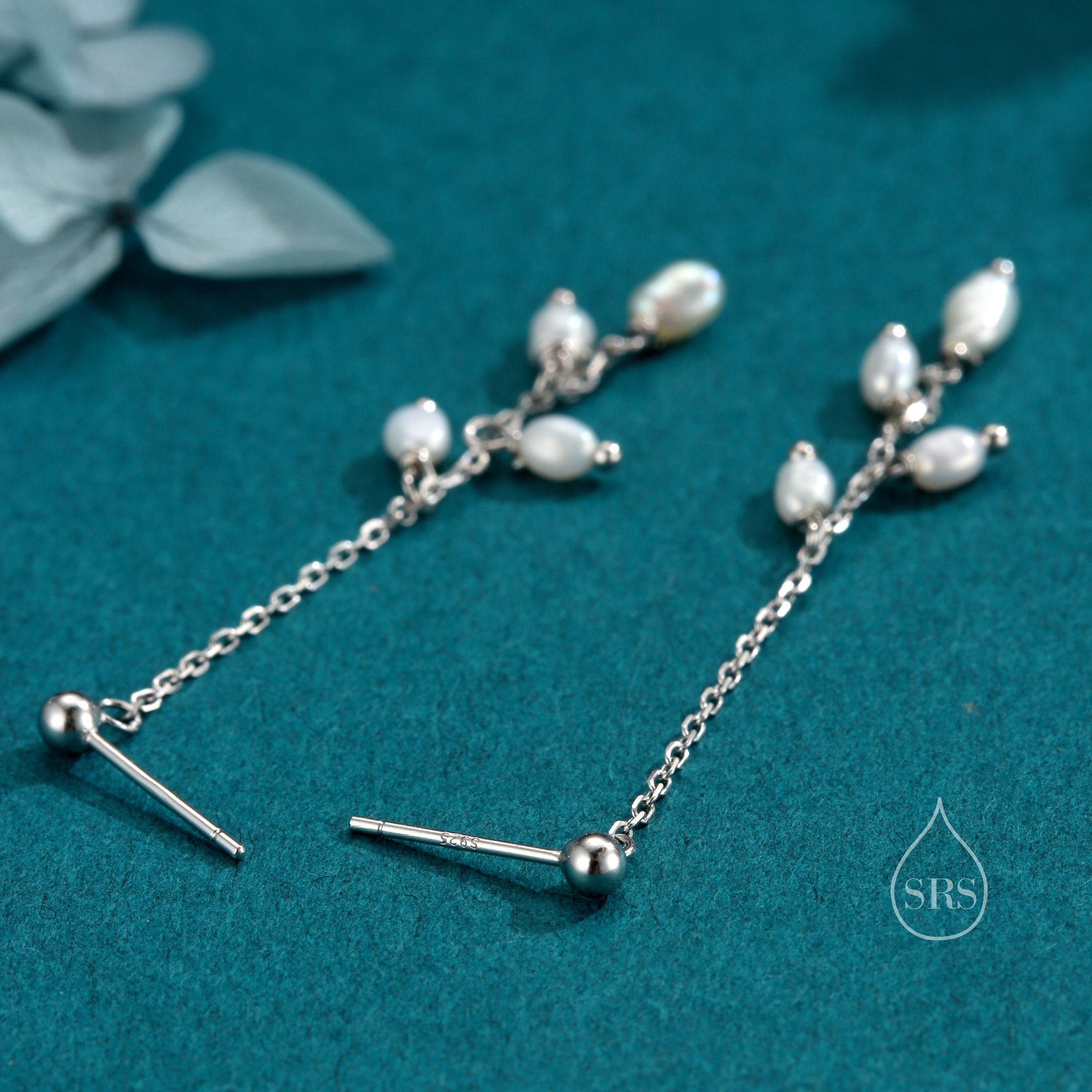 Genuine Freshwater Pearl Drop Earrings in Sterling Silver