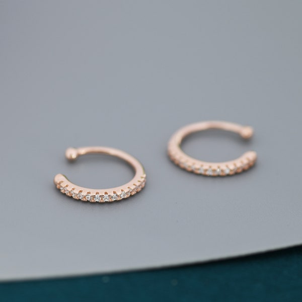 Sterling Silver Crystal Encrusted Ear Cuffs, Gold, Rose Gold or Silver, None-Pieced Earrings, Wrap Earrings, Dainty and Sparkly