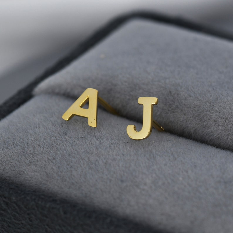 ONE Small Initial Letter Stud Earring in Sterling Silver, Silver, Rose Gold, Gold, Personalised, Alphabet Letter Monogram image 4