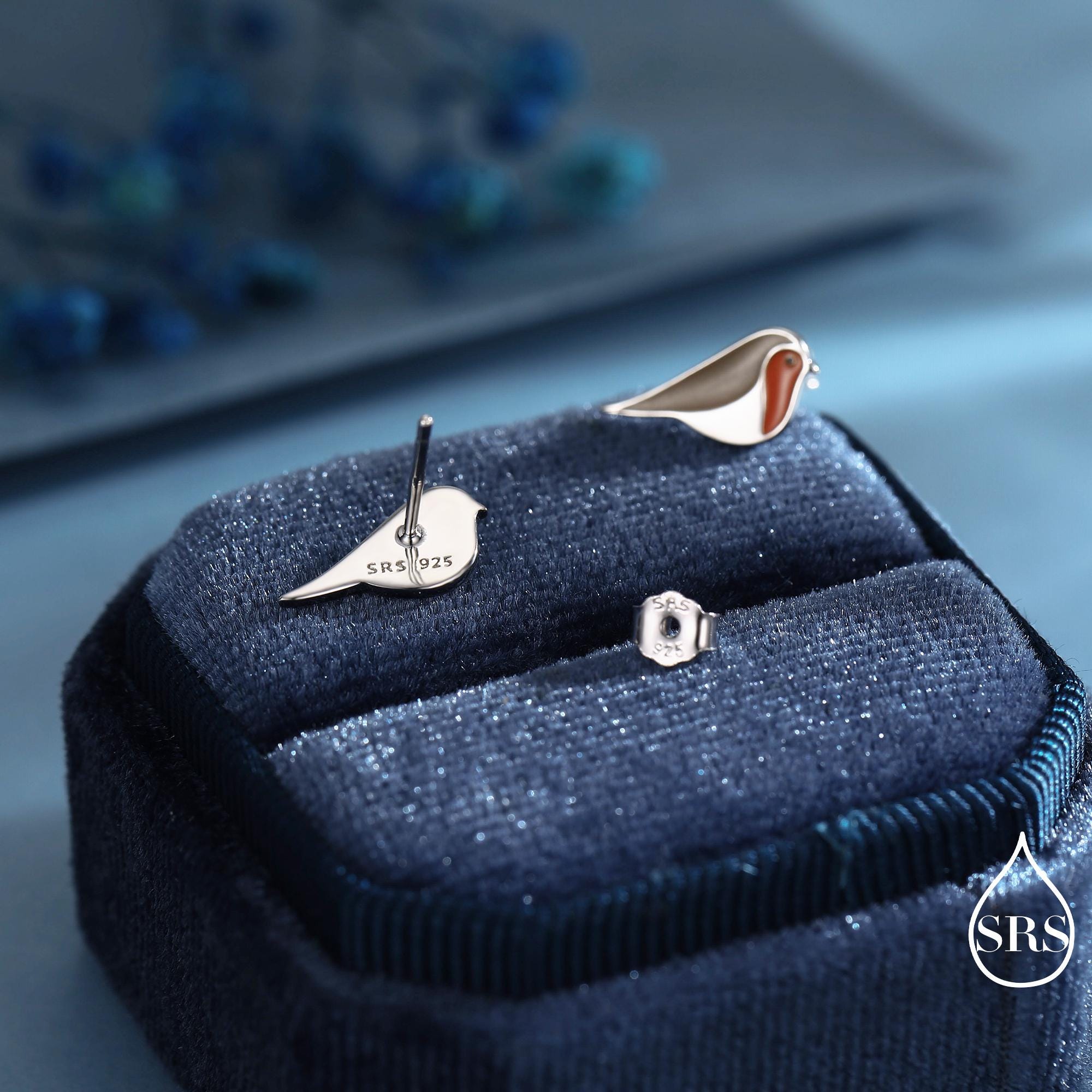 Orecchini A Bottone A Forma Di Pettirosso In Argento 925: Gioiello Per Amanti Del Birdwatching, Regalo Donna