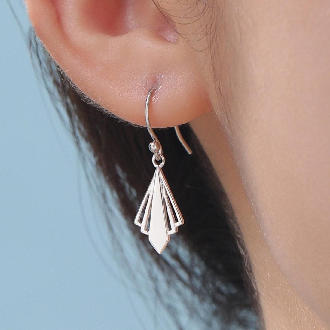 thumbnail image 2 of Cupimatch Geometric Triangle Shape Hoop Earrings – Stainless Steel Drop Dangle For Women 2 of 3