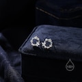 Sterling Silver Tiny Flower Wreath Stud Earrings - Silver or Gold or Rose Gold, CZ Circle Flower and Butterfly Stud Earrings
