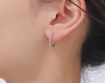 Orecchini Huggies In Argento Sterling, Zirconi Cubici - Foto 10