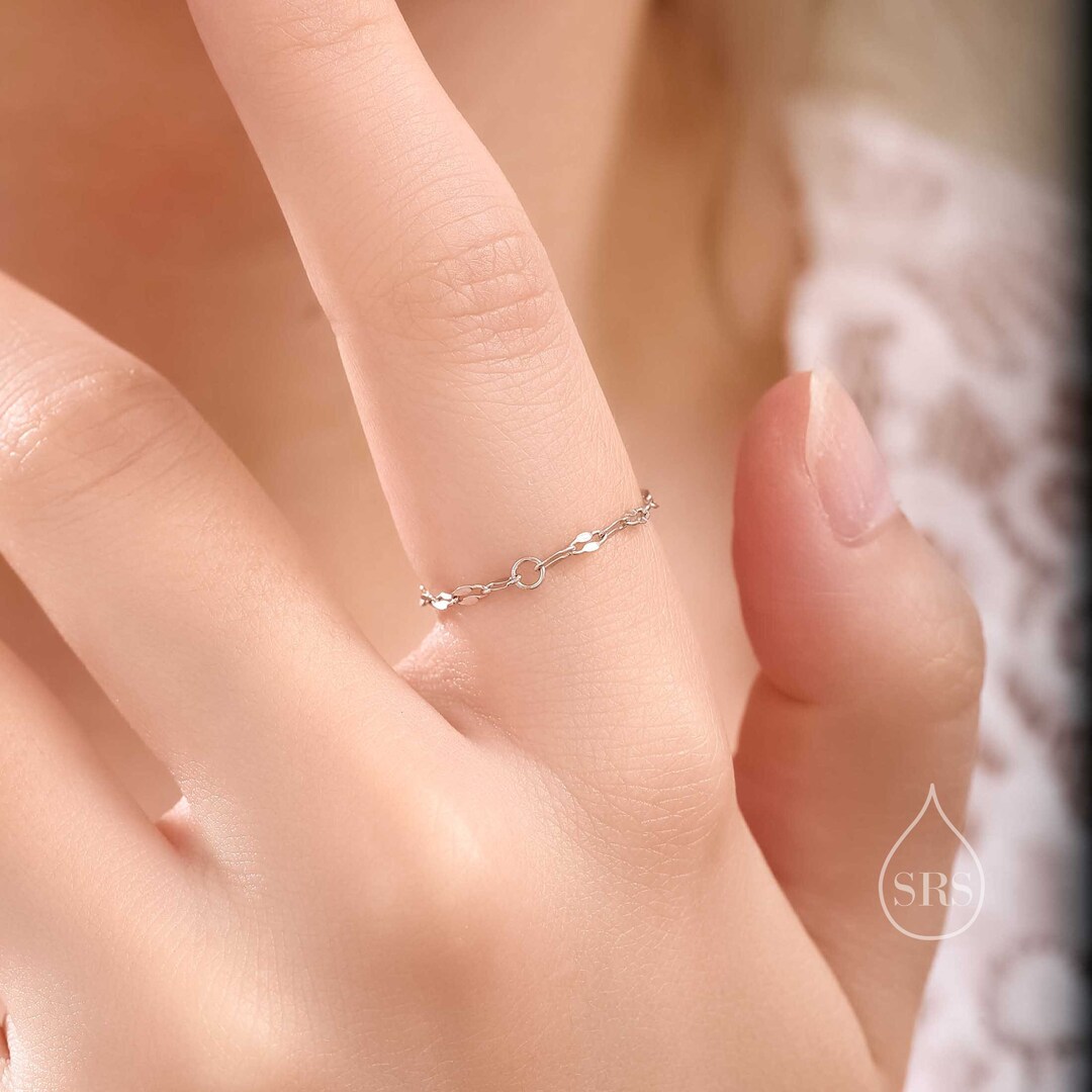 Anello A Catena Morbida In Argento Sterling, Anello A Catena Con