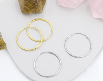 Extra Skinny Large Infinity Hoops in Sterling Silver, Two Sizes to Choose From, Silver or Gold, Minimalist Hoops, Solid Silver