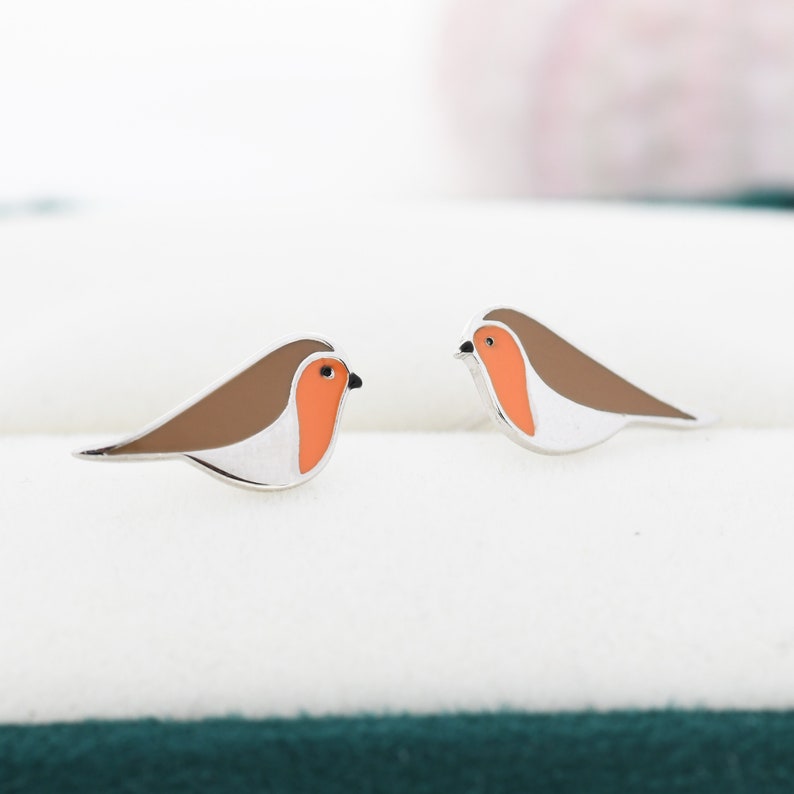 Robin Bird Stud Earrings in Sterling Silver Sterling Silver Etsy UK