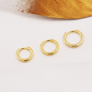 Minimalist Huggie Hoops in Sterling Silver, 7mm, 8mm and 9mm Skinny Hoops, Silver or Gold, Simple Hoop Earrings image 2