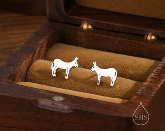 Donkey Stud Earrings in Sterling Silver, Silver or Gold or Rose Gold, Sterling Silver Donkey Earrings, Farm Earrings