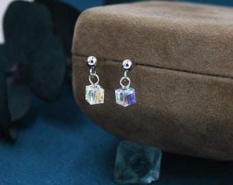 Orecchini Cuore Aurora Borealis in Argento Sterling Creati con Cristalli Zircondia