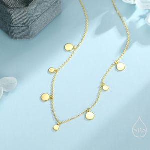 Delicata collana girocollo con disco in argento sterling, collana girocollo con disco in argento, argento o oro