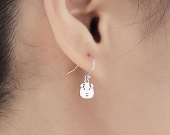 Pendientes de conejillo de indias con gancho en plata de ley, plata, oro u oro rosa. Pendientes de conejillo de indias, pendientes para mascotas.