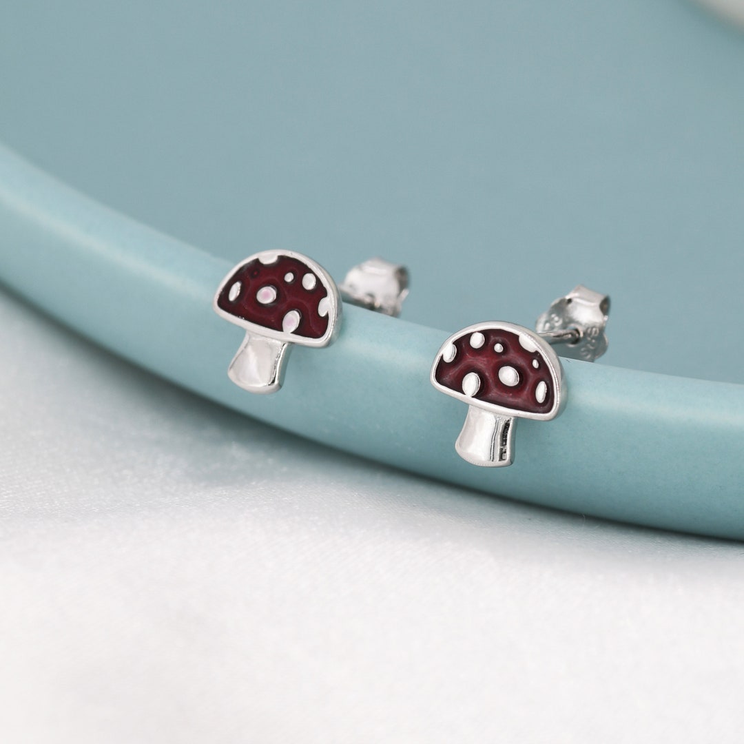 •AGARIC MUSHROOM• silver stud earrings
