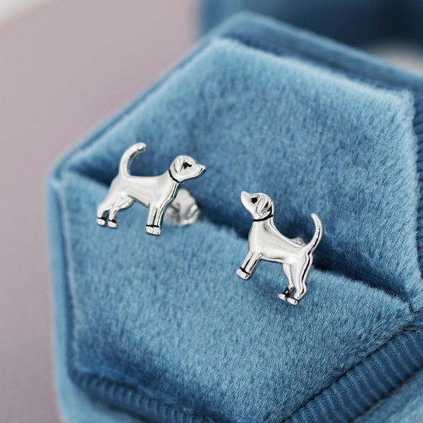 Cute Dog Stud Earrings in Sterling Silver, Puppy Earrings,  Nature Inspired Animal Earrings, Pet, Terrier, Jack Russell