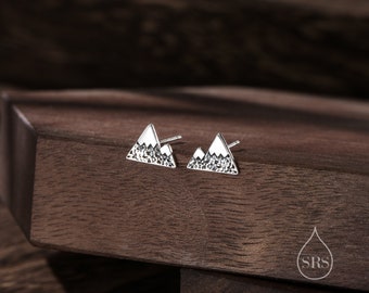 Mountain Stud Earrings in Sterling Silver, Oxidised Finish, Nature Inspired Mountain Earrings