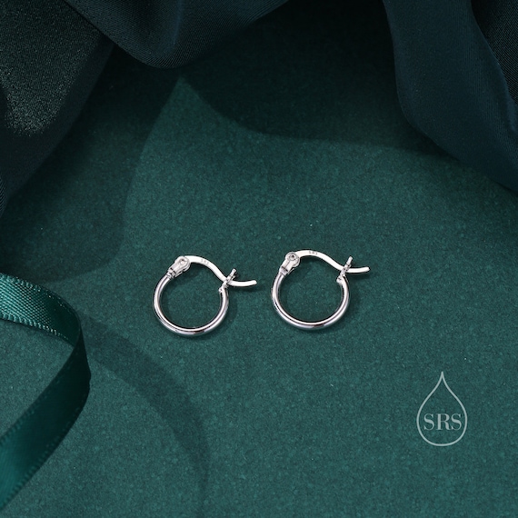 Pair Of 925 Sterling Silver Plain Thick Huggy Minimal Hoop Earrings Pair Of 925 Sterling Silver Plain Thick Huggy Minimal Hoop Earrings