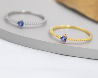 Yellow Gold Boho Crystal Jewelry Size 7 Tanzanite Stacking Ring