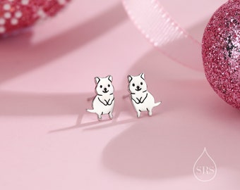 Tiny Quokka Stud Earrings in Sterling Silver, Silver or Gold, Australian Quokka Earrings, Cute Rodent Earrings, Mouse Earrings