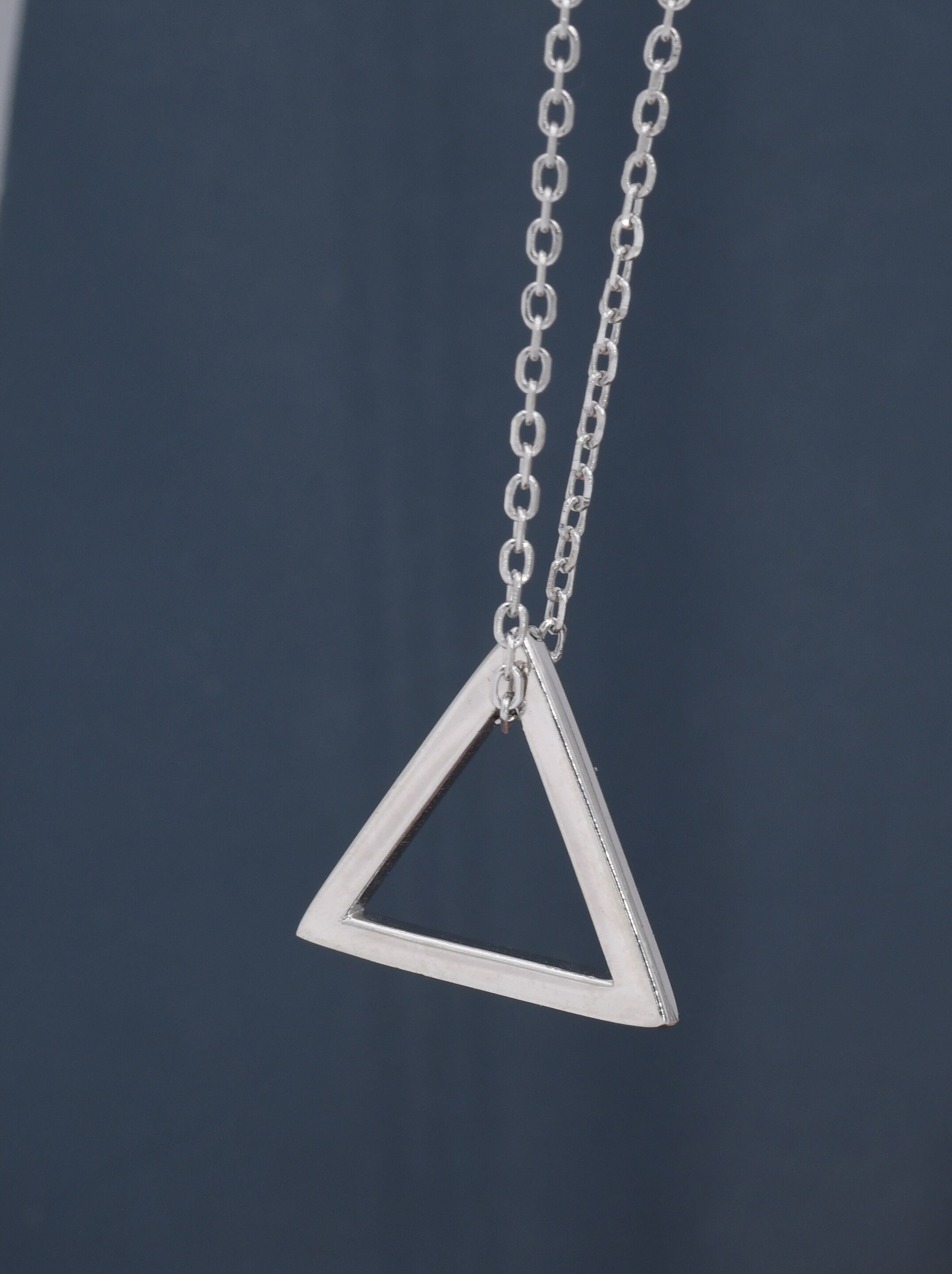 Sterling Silver Minimalist Open Triangle Geometric Pendant