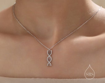 DNA Molecular Structure Pendant Necklace Sterling Silver, Silver or Gold or Rose Gold, DNA Necklace, Science Jewellery,Scientist Gift
