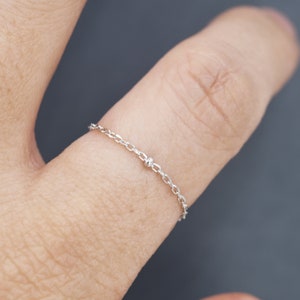 Chain Ring in Sterling Silver , Dainty Simple Delicate Ring , Thin Ring , Barely Visible Ring , Silver or Gold