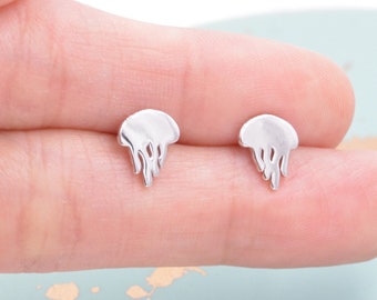 Cute Jellyfish Stud Earrings in Sterling Silver, Cute Dainty Animal Stud, Fish Earrings, Ocean Theme Jewellery