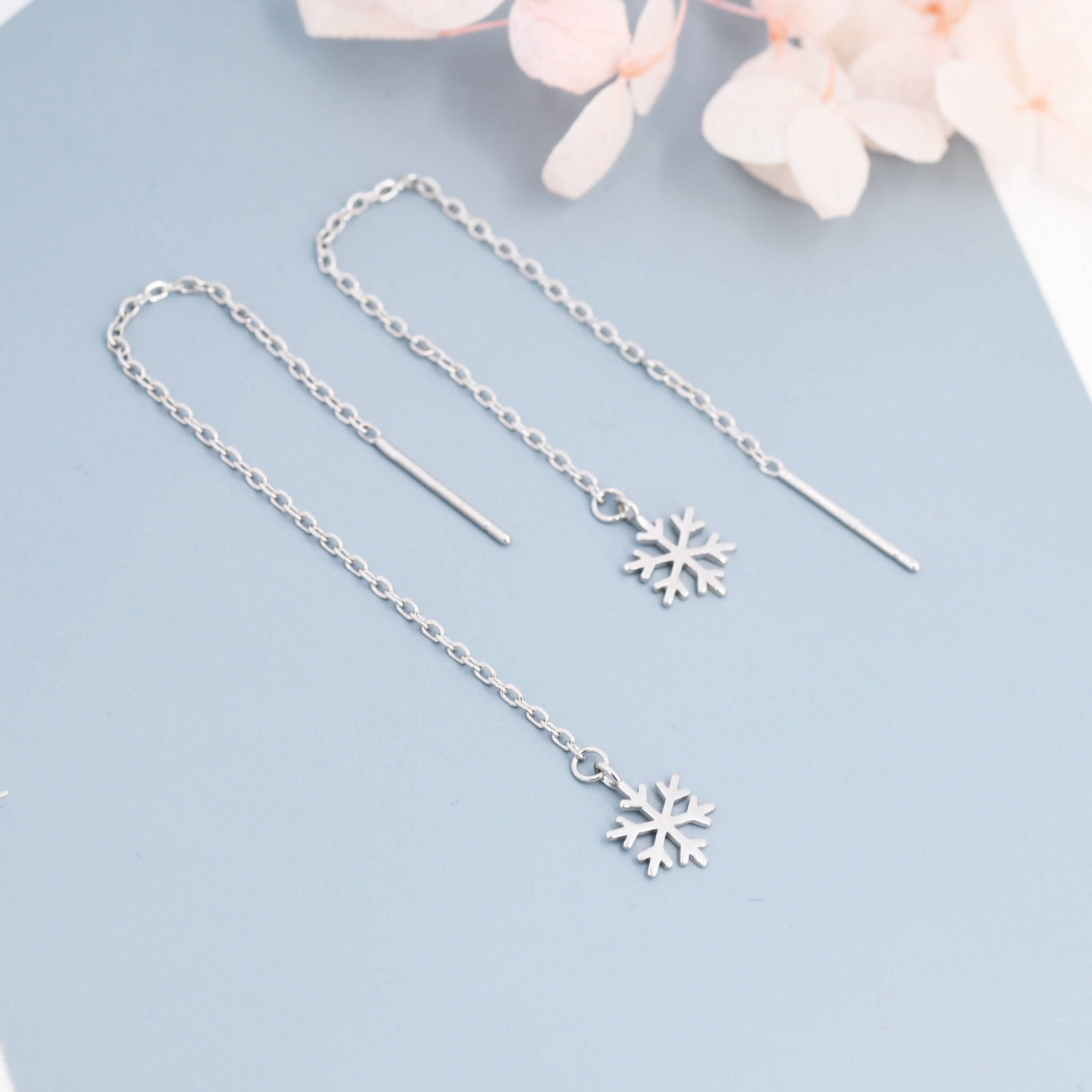 Orecchini Fiocco Di Neve Con Zirconi Rosa – Argento 925, Gioielli Invernali Idea Regalo Di Natale Per Lei - 2