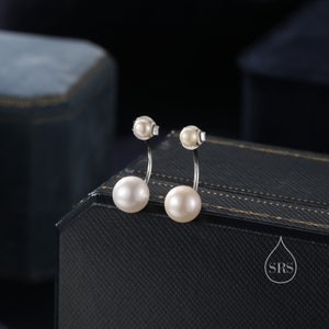 Genuine Freshwater Pearl Ear Jacket in Sterling Silver, Silver or Gold, Front and Back Earrings , Natural Pearl Earrings, Dainty Jewellery image 4