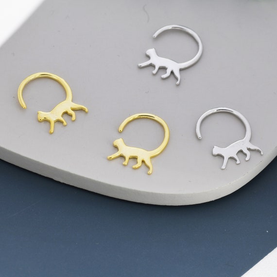 Winzige Katzenohrringe in Sterling Silber Minimalistische Katzen Ohrringe, Silber, Katzenohrringe oder Einfache Gold, Silhouette