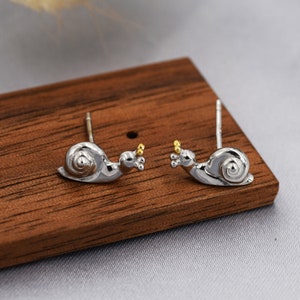 Snail Stud Earrings in Sterling Silver, Cute Snail Earrings, Silver Animal Earrings, Nature Inspired Jewellery image 7