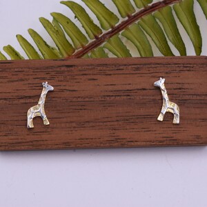 Giraffe Stud Earrings in Sterling Silver, Cute Fun Quirky, Jewellery Gift for Her, Animal Lover, Nature Inspired image 4