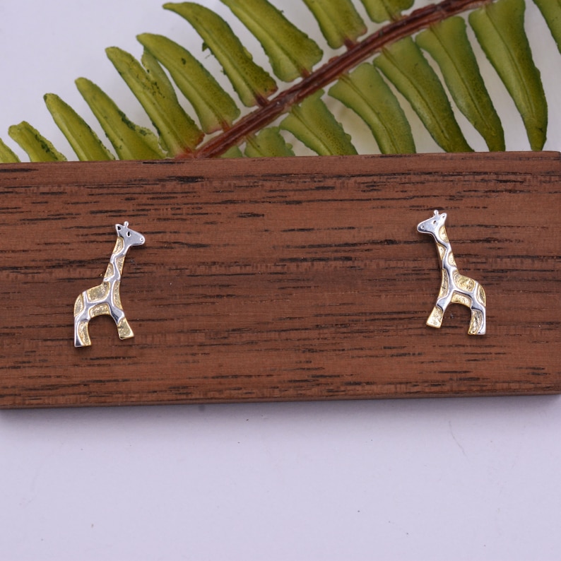 Giraffe Stud Earrings in Sterling Silver, Cute Fun Quirky, Jewellery Gift for Her, Animal Lover, Nature Inspired image 4