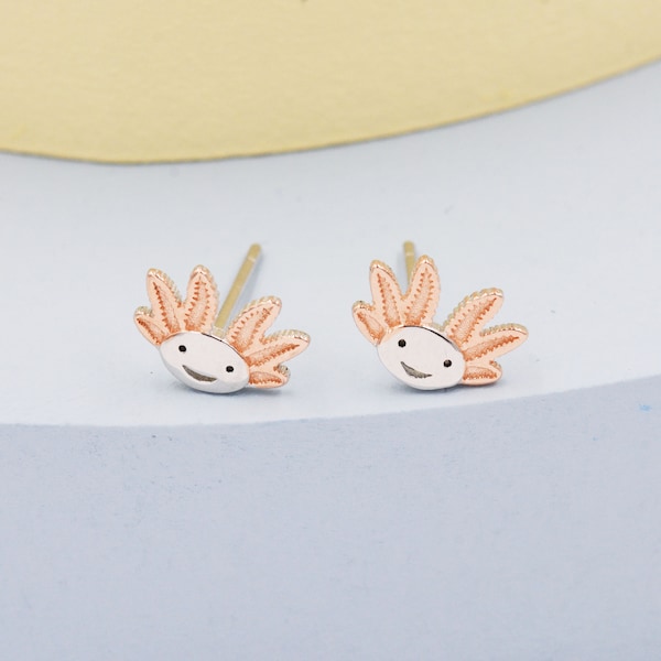 Axolotl Ohrstecker in Sterling Silber - Meereskreatur Ohrstecker - Winzige Ohrringe - Haustier Liebhaber - Niedlich, Spaß, Skurril